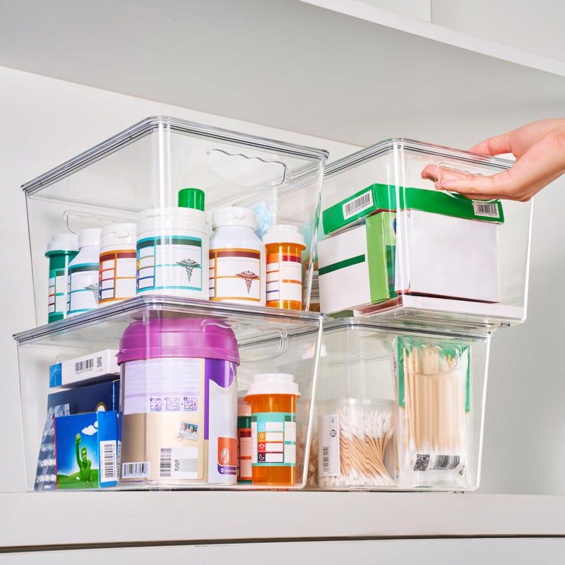 theaoo Clear Storage Bins with Lids Stackable - Large Plastic Containers for Pantry Organization and Storage - Perfect for kitchen,Fridge,Laundry Room,Bathroom,Garage,Closet,Cabinet Organizer -10 Pack - Image 4